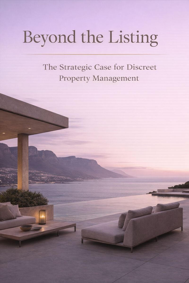 Luxury Cape Town villa overlooking the Atlantic at dusk, representing discreet, relationship-led property sourcing beyond public listings.